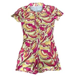 Amazon Multicolor Patterned Summer Jumpsuit Button Up Festival Short Onesie